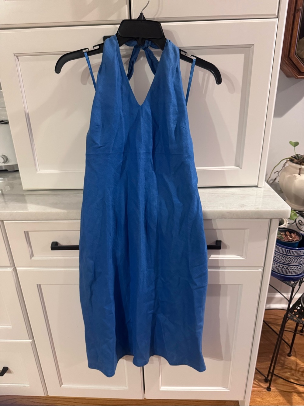 Ralph Lauren Bright Blue Halter Tie-Back Midi Dress